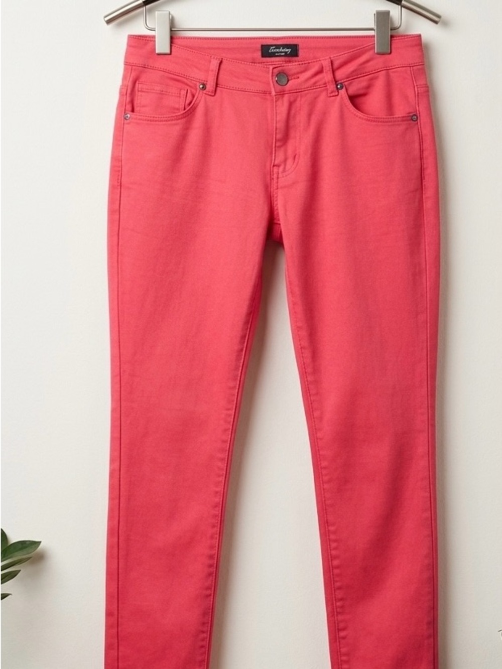 For Timing denim pants coral